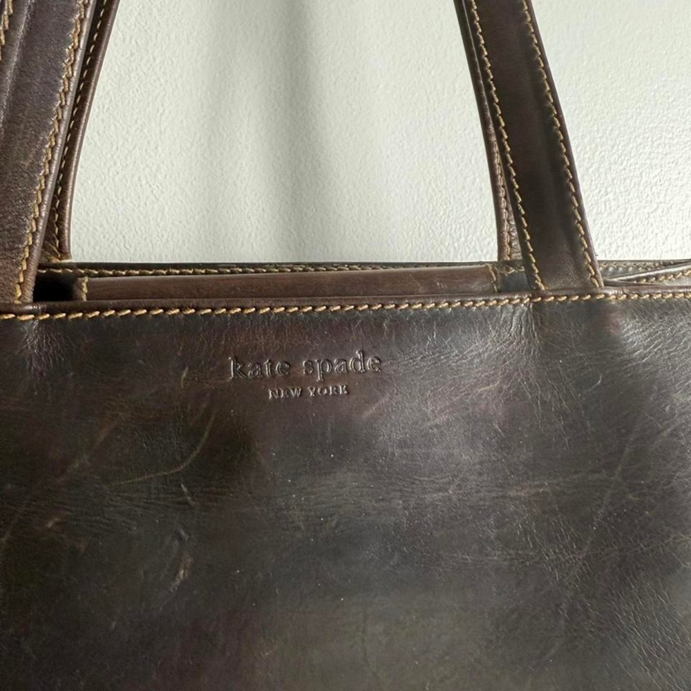 Brown vintage leather Kate Spade leather shoulder bag Purse - Picture 2 of 8